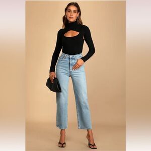 NWT Lulu’s double the Vibes Black turtleneck 2 piece sweater top size XS